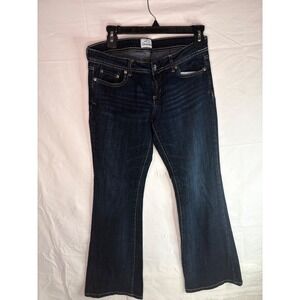Aeropostale Womens Bootcut Jeans Dark Wash Embroidered Flap Pocket Denim Pants